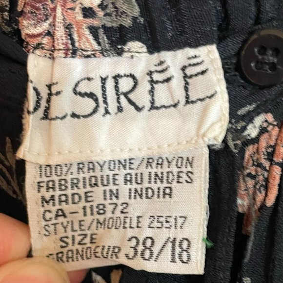 Vintage 90's Indian Rayon Floral 2 piece Dress Grunge Flowy Size 16/18 (SKU:37W) - Picture 5 of 5